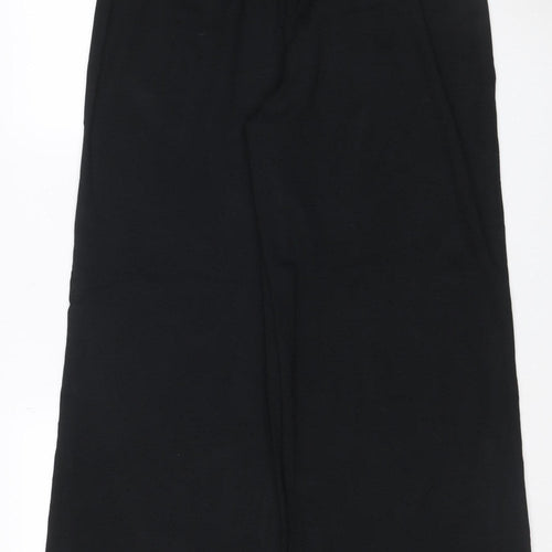 Marks & Spencer Women Black UK 14 Long Wide-Leg Stretch Trousers