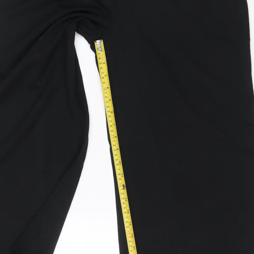 Marks & Spencer Women Black UK 14 Long Wide-Leg Stretch Trousers