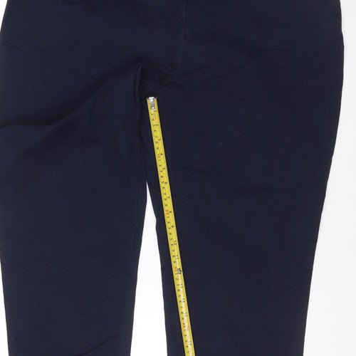 Next Women’s Navy Chino Trousers UK 18R Cotton Stretch Straight Leg