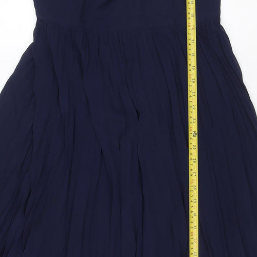 Roman Women Blue UK 12 Pleated Chiffon Maxi Occasion Dress