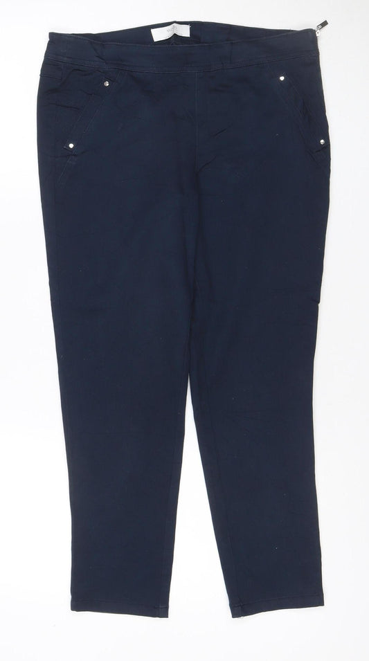 Wallis Women’s Blue UK 10 Cropped Stretch Trousers Pockets