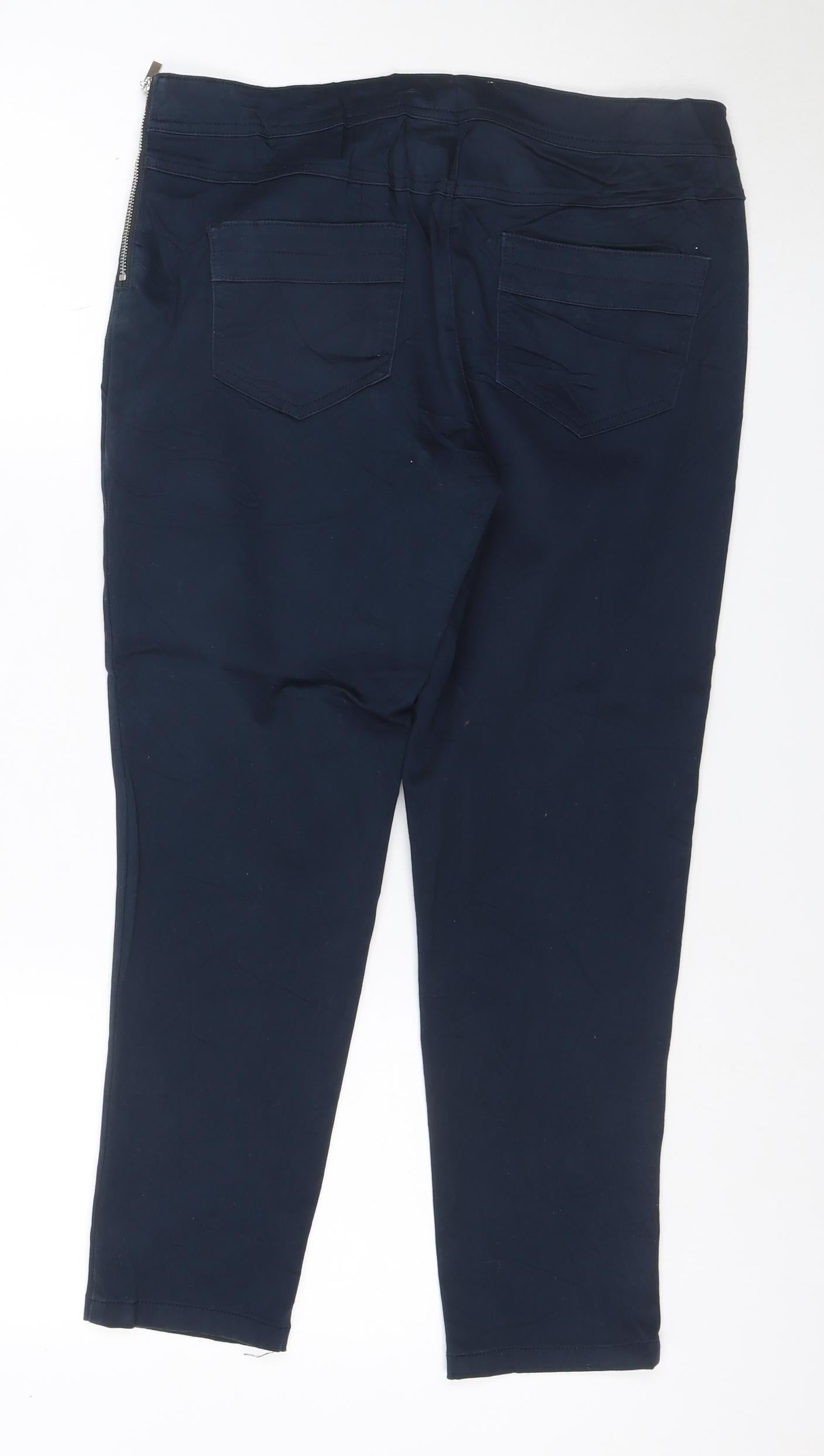 Wallis Women’s Blue UK 10 Cropped Stretch Trousers Pockets