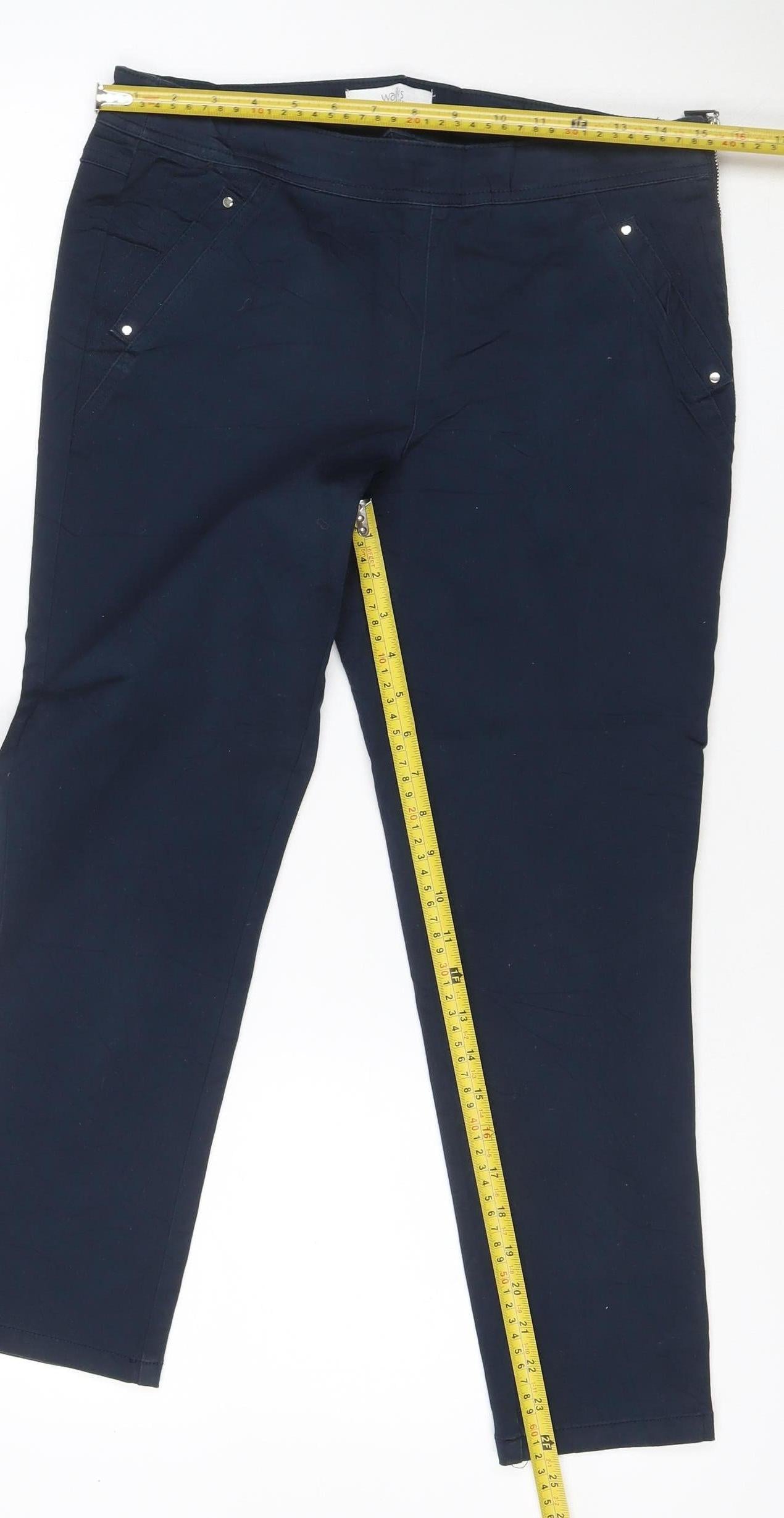 Wallis Women’s Blue UK 10 Cropped Stretch Trousers Pockets