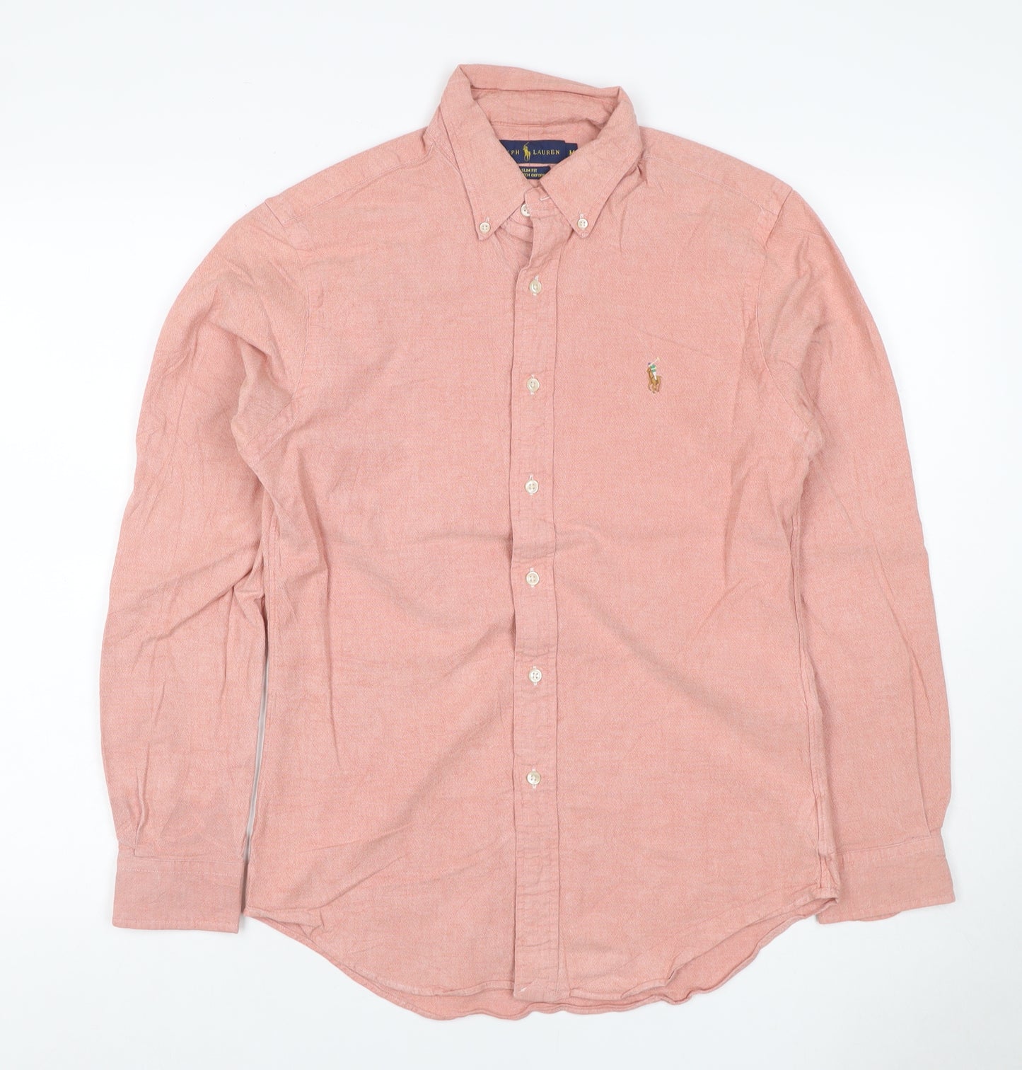 Ralph Lauren Men Pink M Slim Fit Stretch Oxford Button-Down Shirt