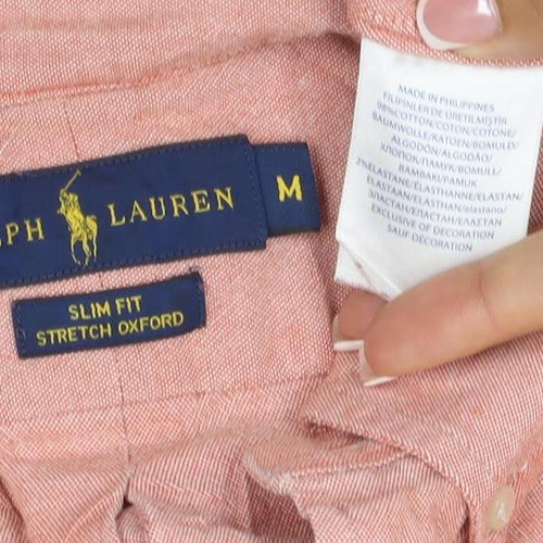 Ralph Lauren Men Pink M Slim Fit Stretch Oxford Button-Down Shirt