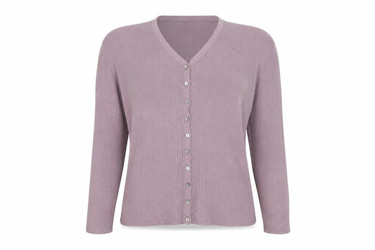 Charter Club Women Pink M Rib Knit V-Neck Button Cardigan