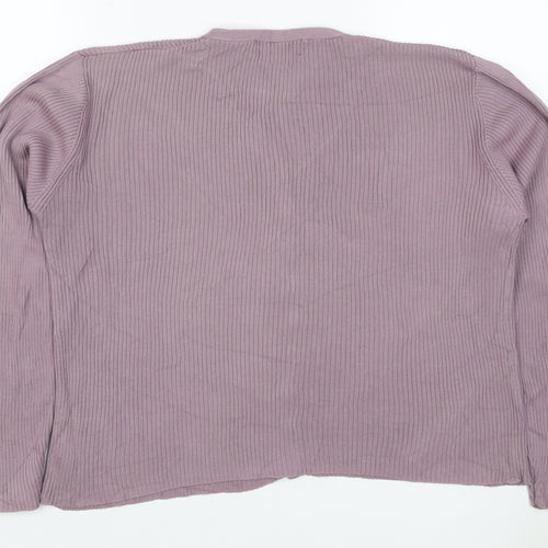 Charter Club Women Pink M Rib Knit V-Neck Button Cardigan