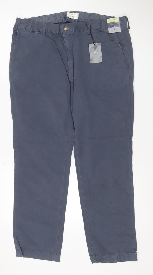 Marks & Spencer Men's Blue 40 Cotton Chino Trousers 40W 29L