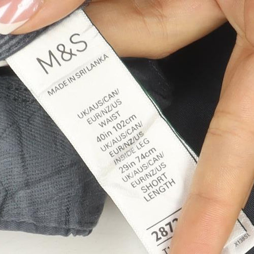 Marks & Spencer Men's Blue 40 Cotton Chino Trousers 40W 29L