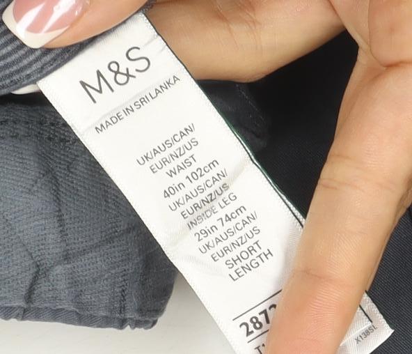 Marks & Spencer Men's Blue 40 Cotton Chino Trousers 40W 29L