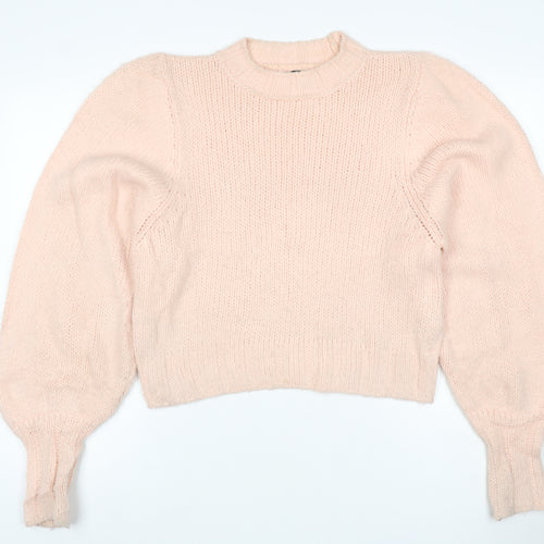 ASOS DESIGN Women’s Pink UK 6 Chunky Knit Balloon Sleeve Pullover Jumper
