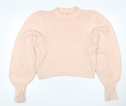 ASOS DESIGN Women’s Pink UK 6 Chunky Knit Balloon Sleeve Pullover Jumper
