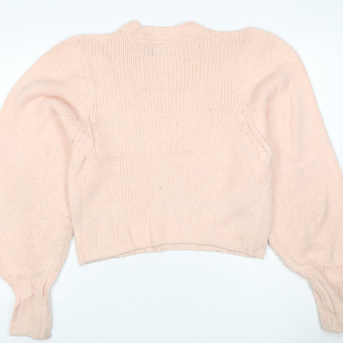 ASOS DESIGN Women’s Pink UK 6 Chunky Knit Balloon Sleeve Pullover Jumper