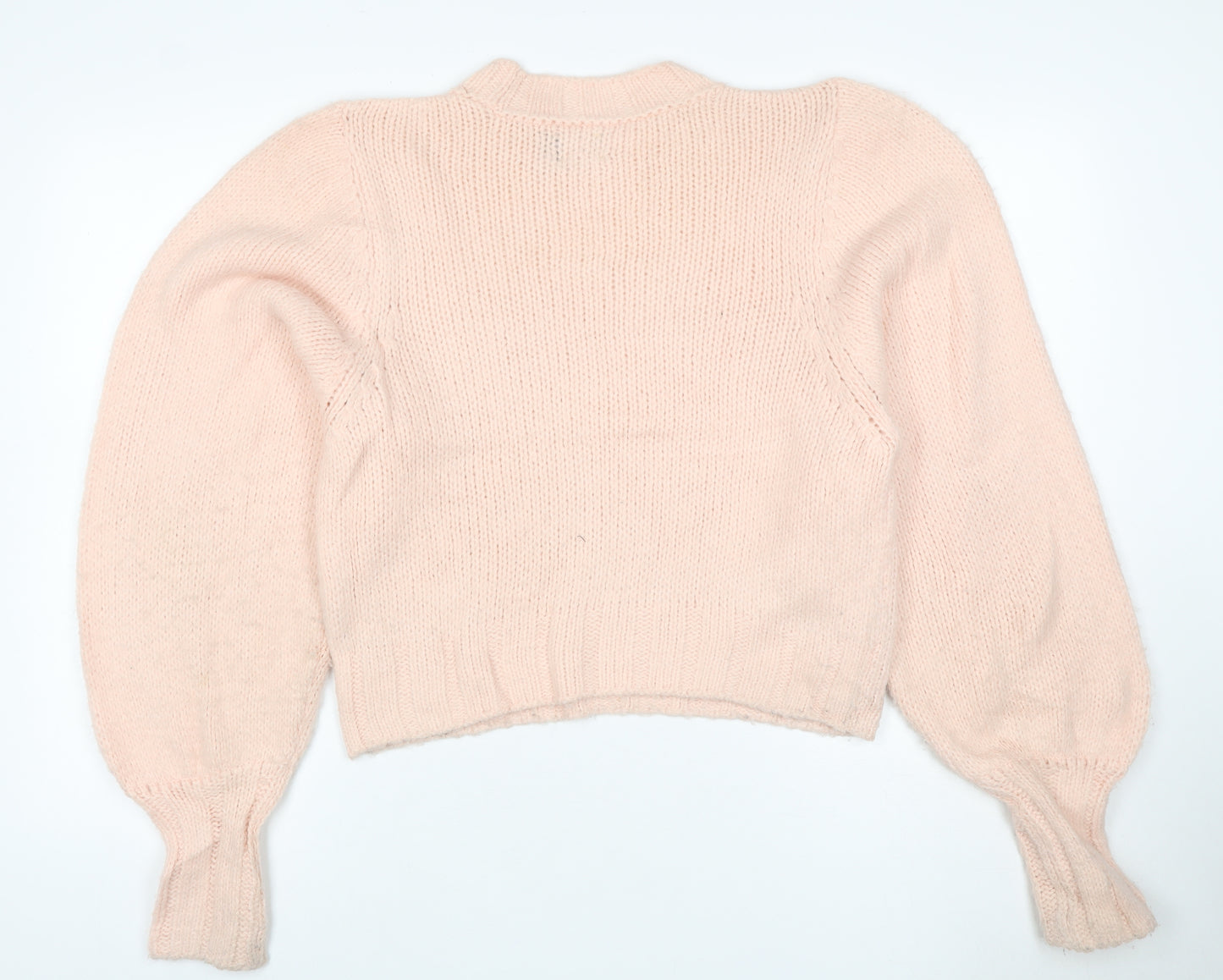 ASOS DESIGN Women’s Pink UK 6 Chunky Knit Balloon Sleeve Pullover Jumper