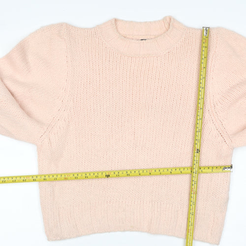 ASOS DESIGN Women’s Pink UK 6 Chunky Knit Balloon Sleeve Pullover Jumper