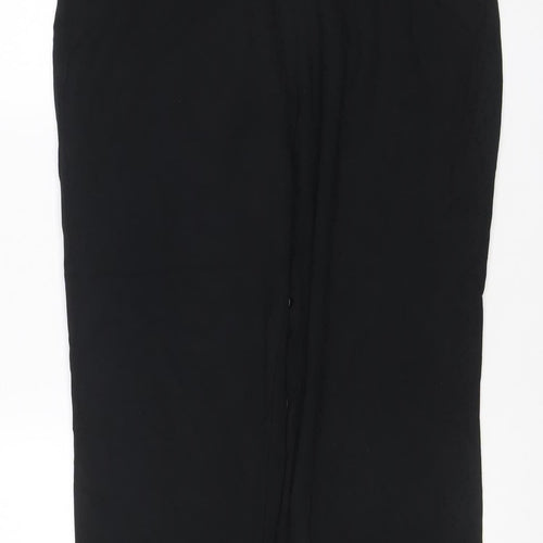 Marks and Spencer Women's Black Size 16 Wide-Leg Cropped Stretch Trousers
