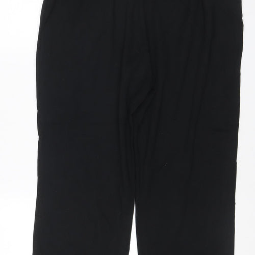 Marks and Spencer Women's Black Size 16 Wide-Leg Cropped Stretch Trousers