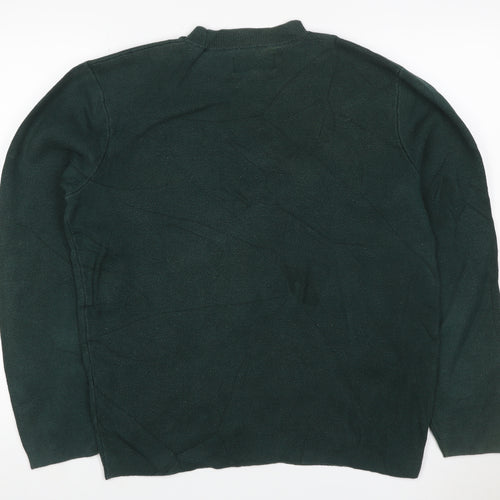 Jasper Conran Men's Green M Cotton Crew Neck Pullover Jumper