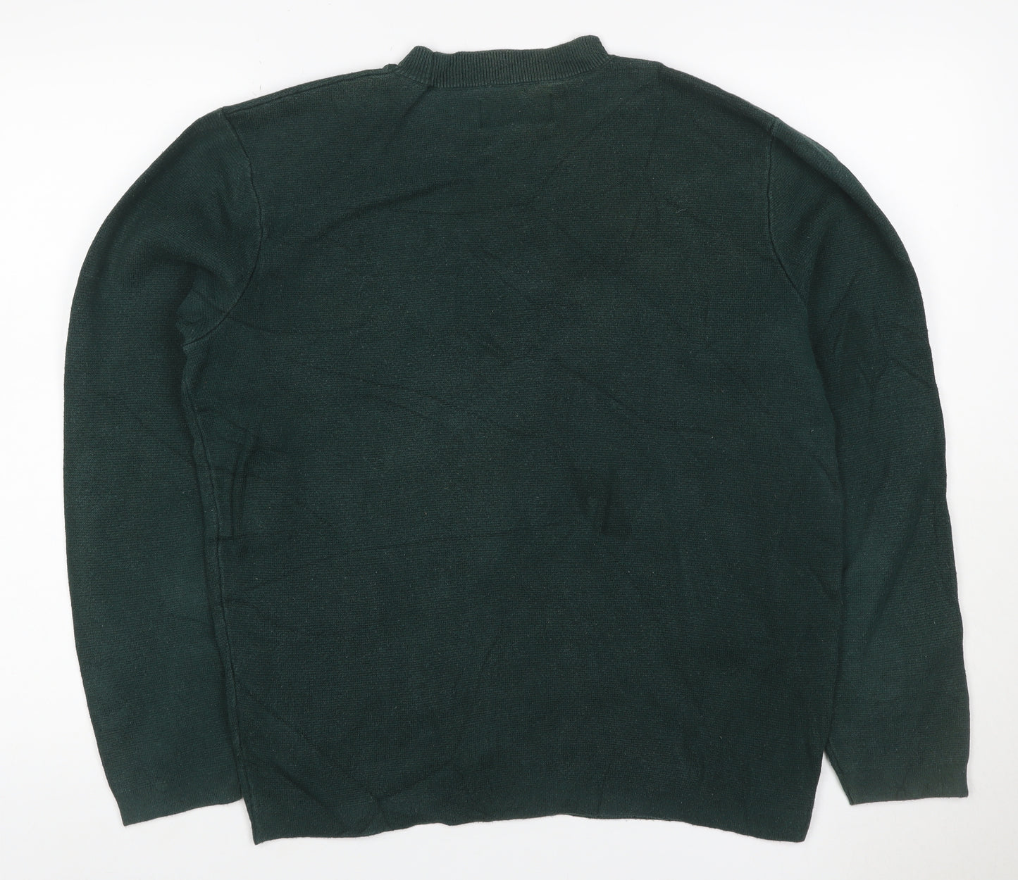 Jasper Conran Men's Green M Cotton Crew Neck Pullover Jumper