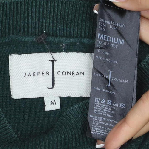 Jasper Conran Men's Green M Cotton Crew Neck Pullover Jumper