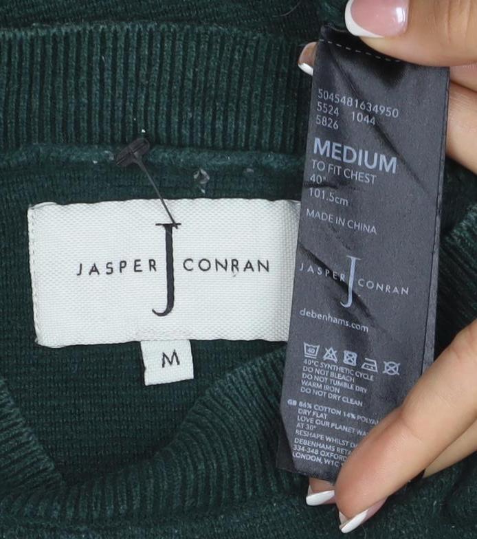 Jasper Conran Men's Green M Cotton Crew Neck Pullover Jumper