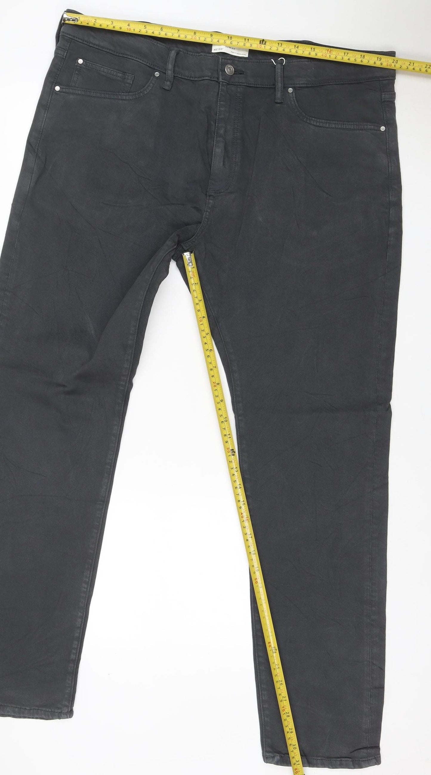 M&S Men’s Black Slim Fit 40/33 Stretch 5 Pocket Trousers