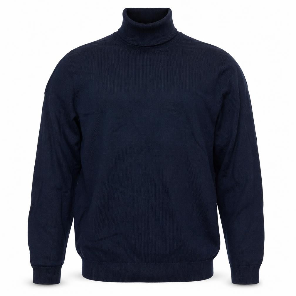 Jack & Jones Men’s Blue L Roll Neck Cotton Knit Pullover Jumper