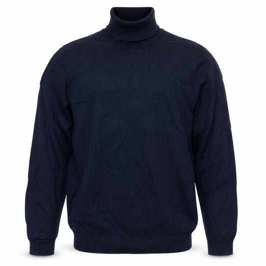 Jack & Jones Men’s Blue L Roll Neck Cotton Knit Pullover Jumper