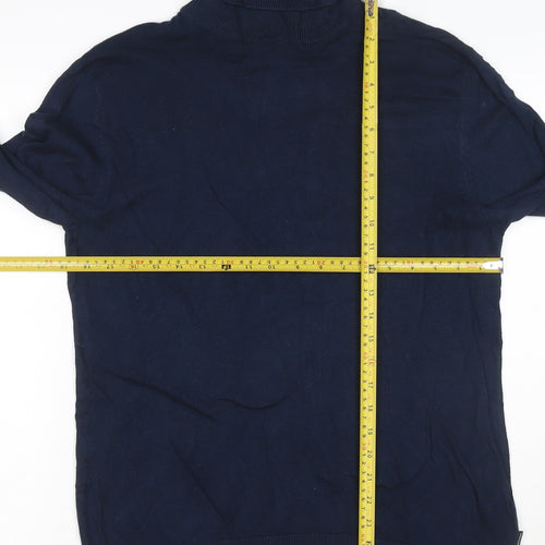 Jack & Jones Men’s Blue L Roll Neck Cotton Knit Pullover Jumper