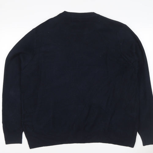Marks and Spencer Men's Navy 2XL Cotton Blend Crew Neck Pullover Jumper