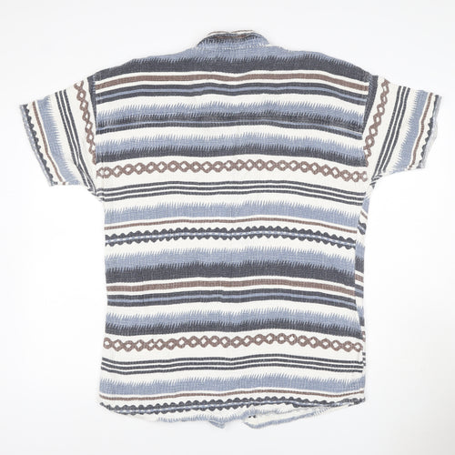 BEST Men’s Multicoloured Size 18 Aztec Striped Cotton Button-Up Shirt