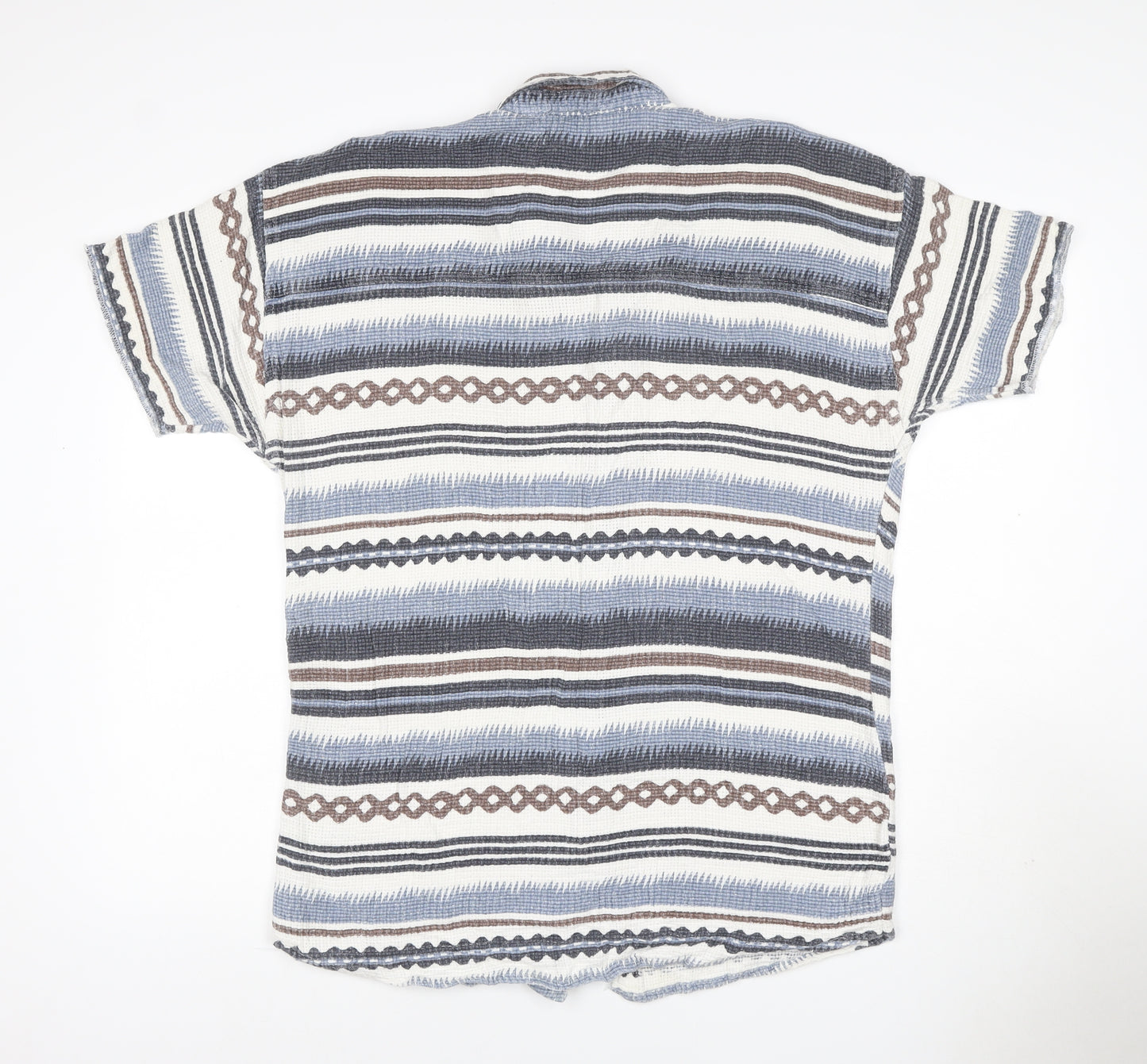 BEST Men’s Multicoloured Size 18 Aztec Striped Cotton Button-Up Shirt