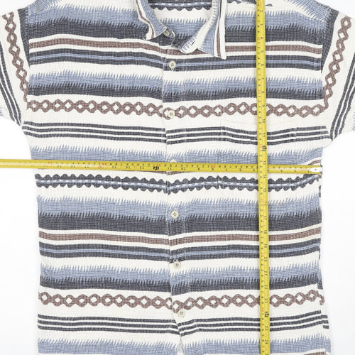 BEST Men’s Multicoloured Size 18 Aztec Striped Cotton Button-Up Shirt