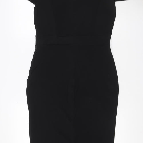 Quiz Women’s Black UK 12 Bodycon Knee Length Flared Sleeve Dress