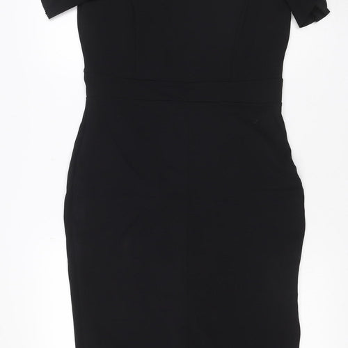 Quiz Women’s Black UK 12 Bodycon Knee Length Flared Sleeve Dress