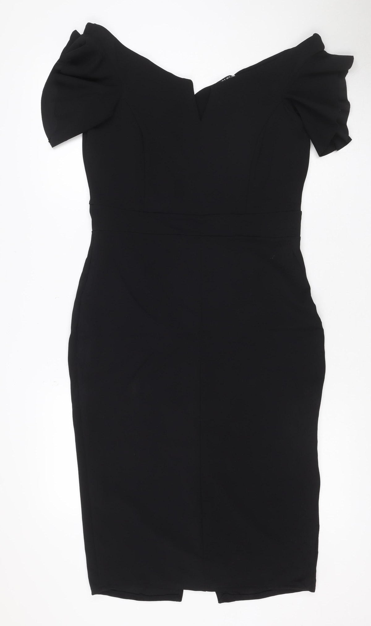 Quiz Women’s Black UK 12 Bodycon Knee Length Flared Sleeve Dress