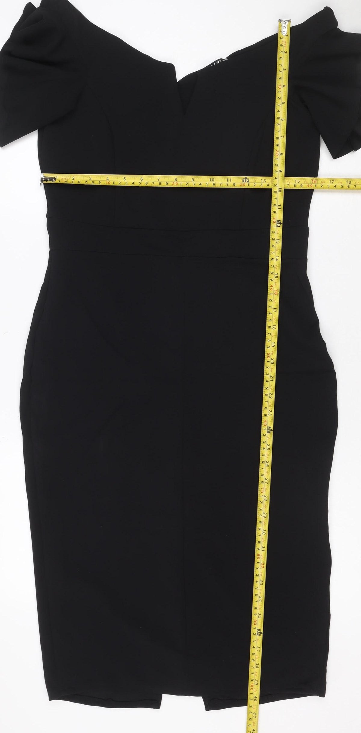 Quiz Women’s Black UK 12 Bodycon Knee Length Flared Sleeve Dress