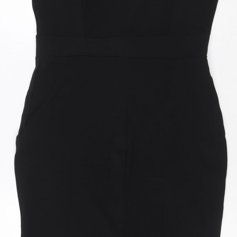 Quiz Women’s Black UK 12 Bodycon Knee Length Flared Sleeve Dress