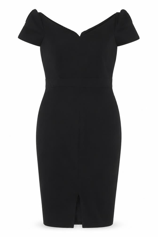Quiz Women’s Black UK 12 Bodycon Knee Length Flared Sleeve Dress