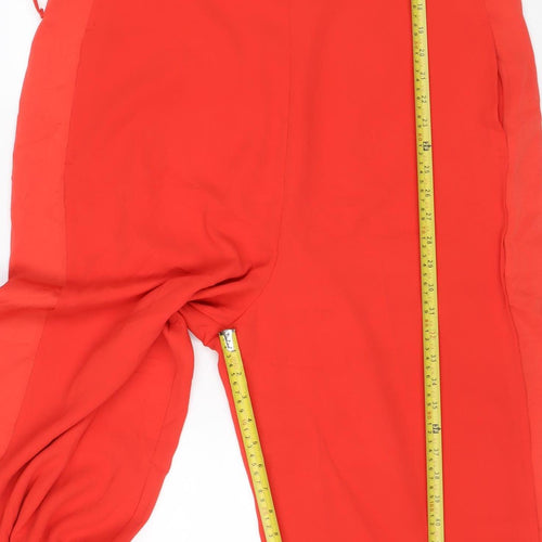 NEXT Women Red UK 18 Long Sleeve V-Neck Wide-Leg Jumpsuit