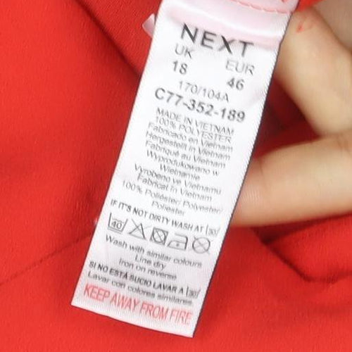 NEXT Women Red UK 18 Long Sleeve V-Neck Wide-Leg Jumpsuit