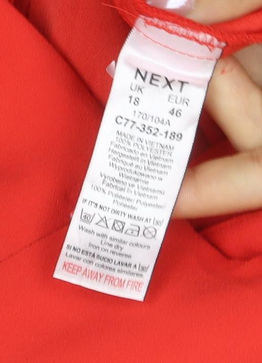 NEXT Women Red UK 18 Long Sleeve V-Neck Wide-Leg Jumpsuit