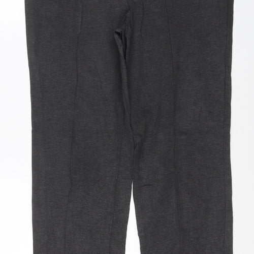 Marks & Spencer Women Grey Size 12 Regular Stretch Straight Trousers