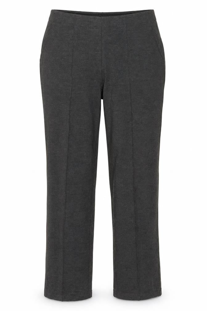 Front view of Marks & Spencer Women Grey, size 12, Regular Stretch Straight Trousers