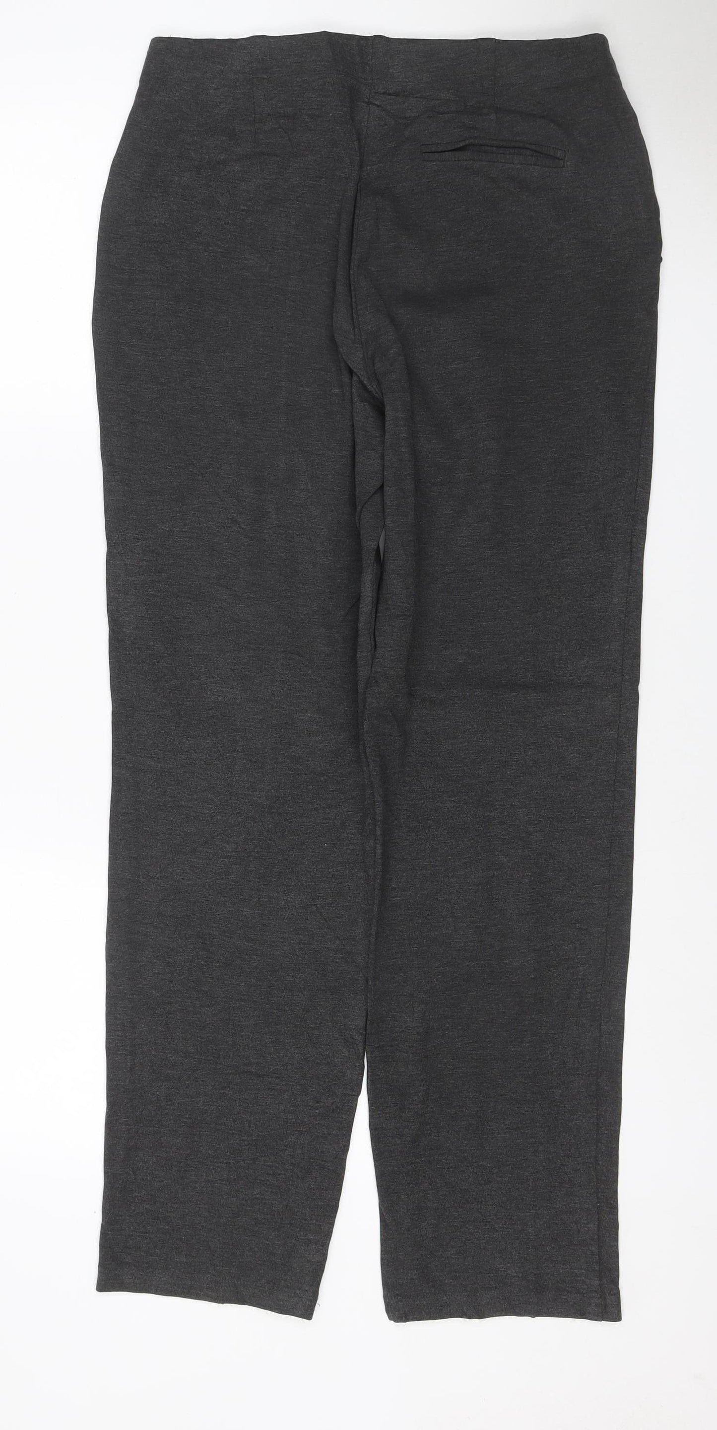 Marks & Spencer Women Grey Size 12 Regular Stretch Straight Trousers