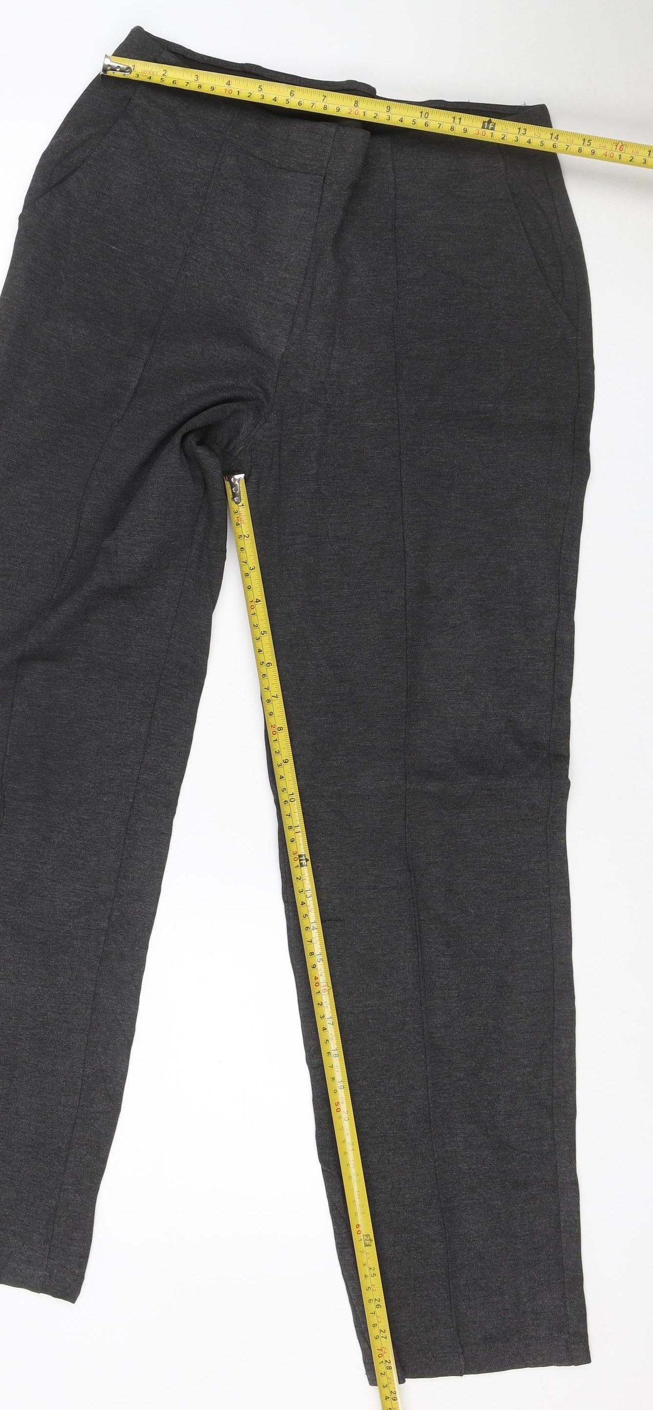 Marks & Spencer Women Grey Size 12 Regular Stretch Straight Trousers