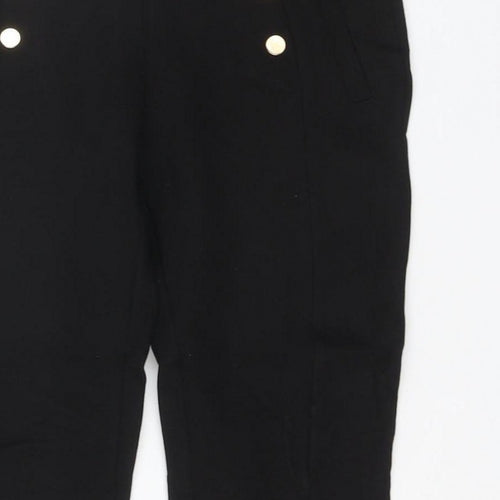 Zara Women’s Black UK 8 High Rise Tapered Ankle Trousers Gold Buttons