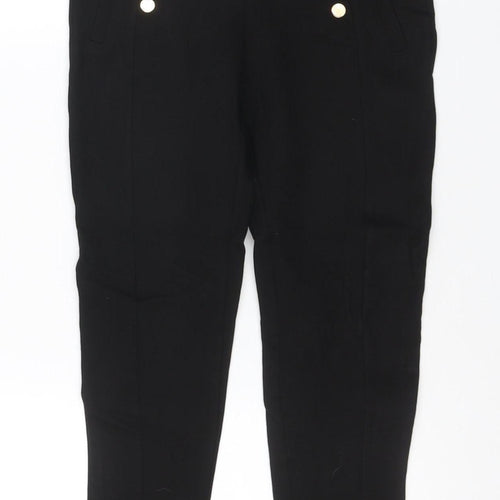 Zara Women’s Black UK 8 High Rise Tapered Ankle Trousers Gold Buttons