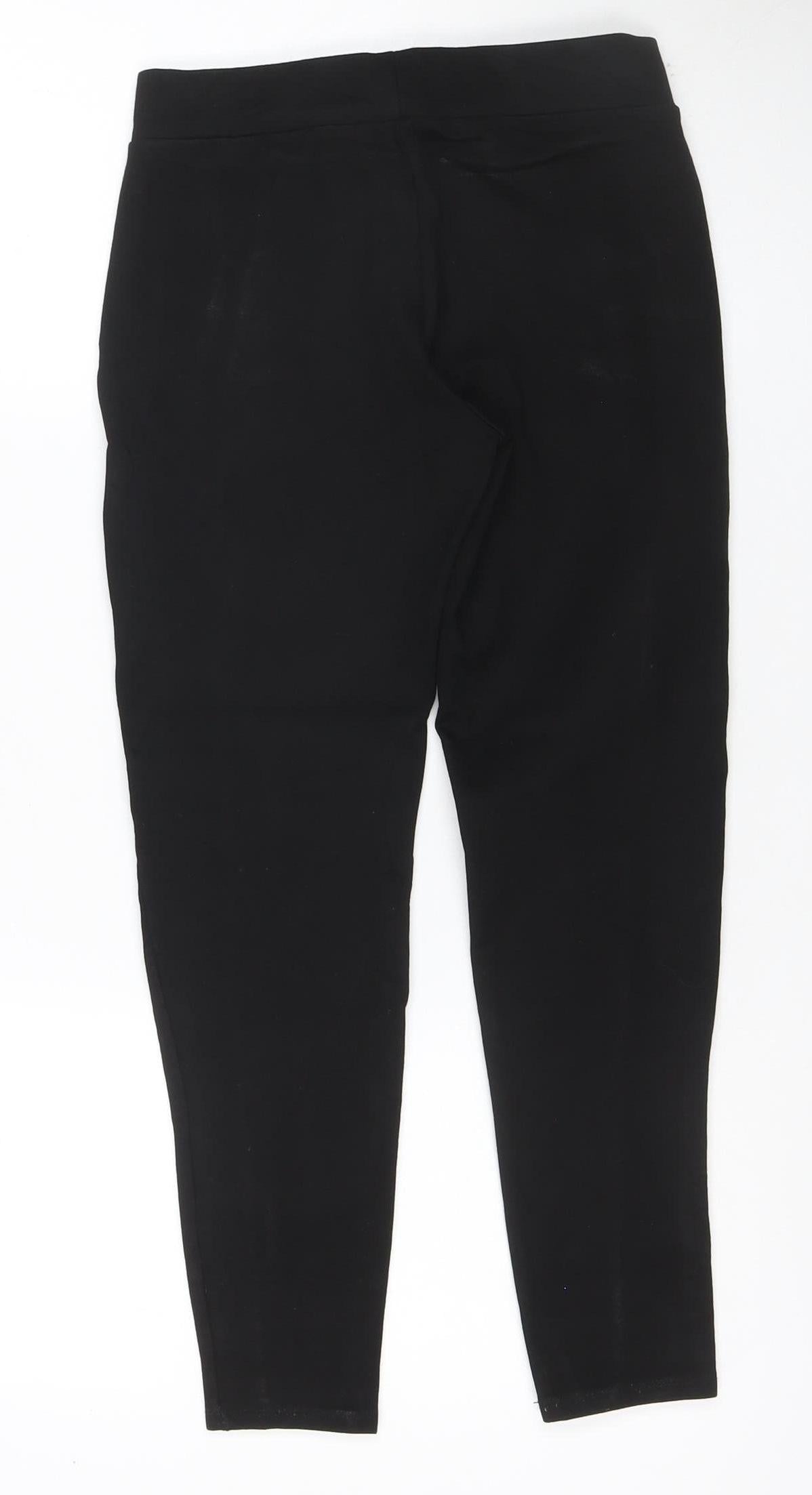 Zara Women’s Black UK 8 High Rise Tapered Ankle Trousers Gold Buttons