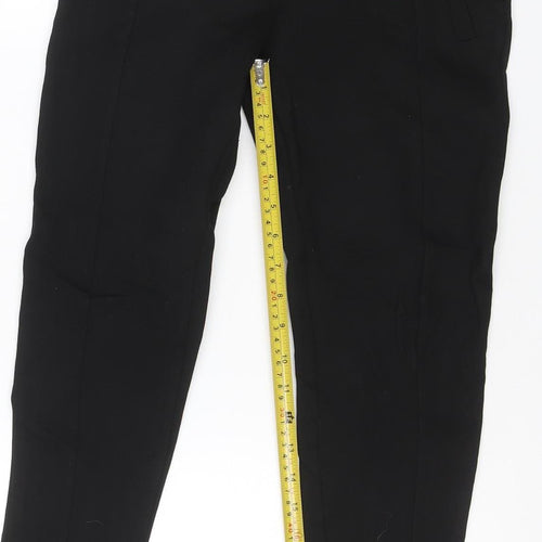Zara Women’s Black UK 8 High Rise Tapered Ankle Trousers Gold Buttons